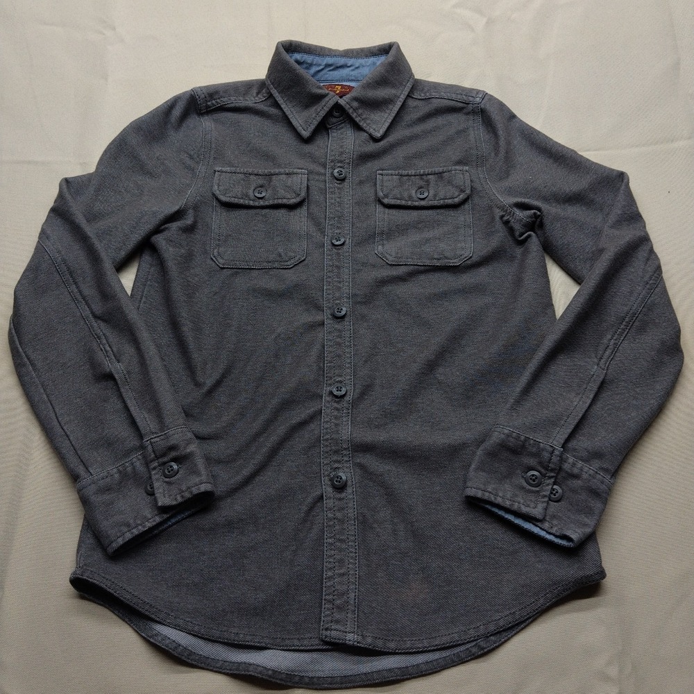 7 For All Mankind Shirt Boy's Medium Grey Button Down Long Sleeve Cotton Blend